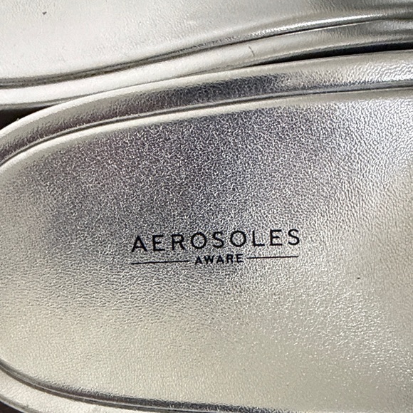 AEROSOLES Silver Ruched Slide Mules - Picture 3 of 11